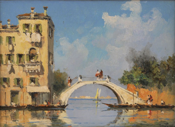 Roberto Iras BALDESSARI (1894-1965) - Ponte del Folpo, Venise, Huile sur toile 2