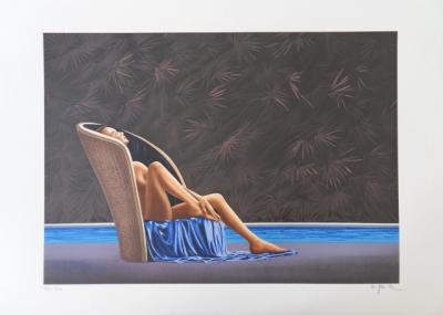 Patrick LE HEC’H : Femme nue se prélassant - Lithographie originale signée 2