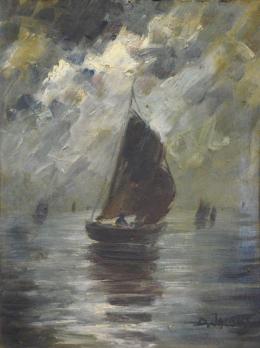Dieudonné JACOBS (1887-1967) - Navire au claire de lune, Huile sur carton 2
