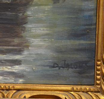 Dieudonné JACOBS (1887-1967) - Navire au claire de lune, Huile sur carton 2