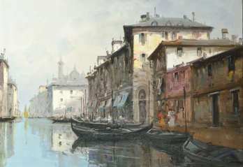 Aldo MARANGONI (XIX-XXe) - Canal vénitien, Huile sur toile 2