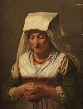Jean Victor SCHNETZ (1787-1870) (Attribué à) - Portrait d’une paysanne des Abruzzes en prière 2