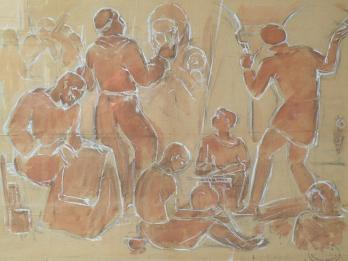 Gilbert PRIVAT (1892-1969) - L’atelier du sculpteur, Aquarelle et rehauts de gouache 2