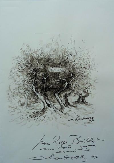 André Hambourg : Les-Oliviers - Dessin original signé et dédicacé 2