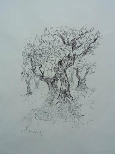 André Hambourg : Les-Oliviers - Dessin original signé et dédicacé 2