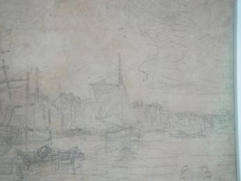 Eugène BOUDIN (1824-1898) - Port de Trouville, Dessin original 2