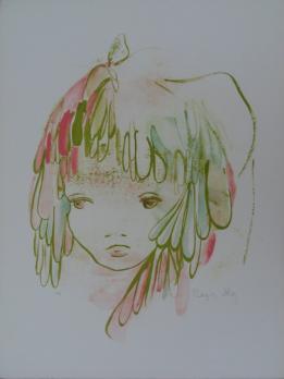 Régis DHO - Portrait de petite Fille - LIthographie signée au crayon - Epreuve d’artiste 2