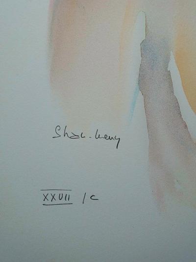 Shan MERRY - Jeune fille timide  - Lithographie originale signée au crayon 2