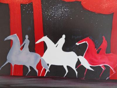 Serge LASSUS (1933-) - Ballade à cheval en été, Lithographie originale signée 250ex 2