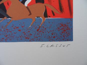 Serge LASSUS (1933-) - Ballade à cheval en été - Lithographie originale  signée et numérotée #250ex 2