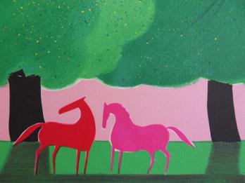 Serge LASSUS (1933-) - Couple de chevaux - LITHOGRAPHIE originale signée au crayon #250ex + certificat 2