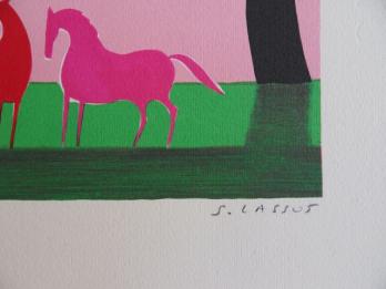 Serge LASSUS (1933-) - Couple de chevaux - LITHOGRAPHIE originale signée au crayon #250ex + certificat 2