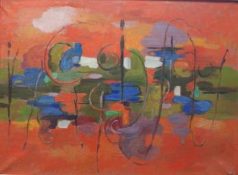 Albert COSTE (1896-1985) - Composition abstraite, Huile sur papier marouflée sur toile 2