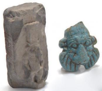 ÉGYPTE - Brique dieu Bès, amulette et tête d’Harpocrate 2