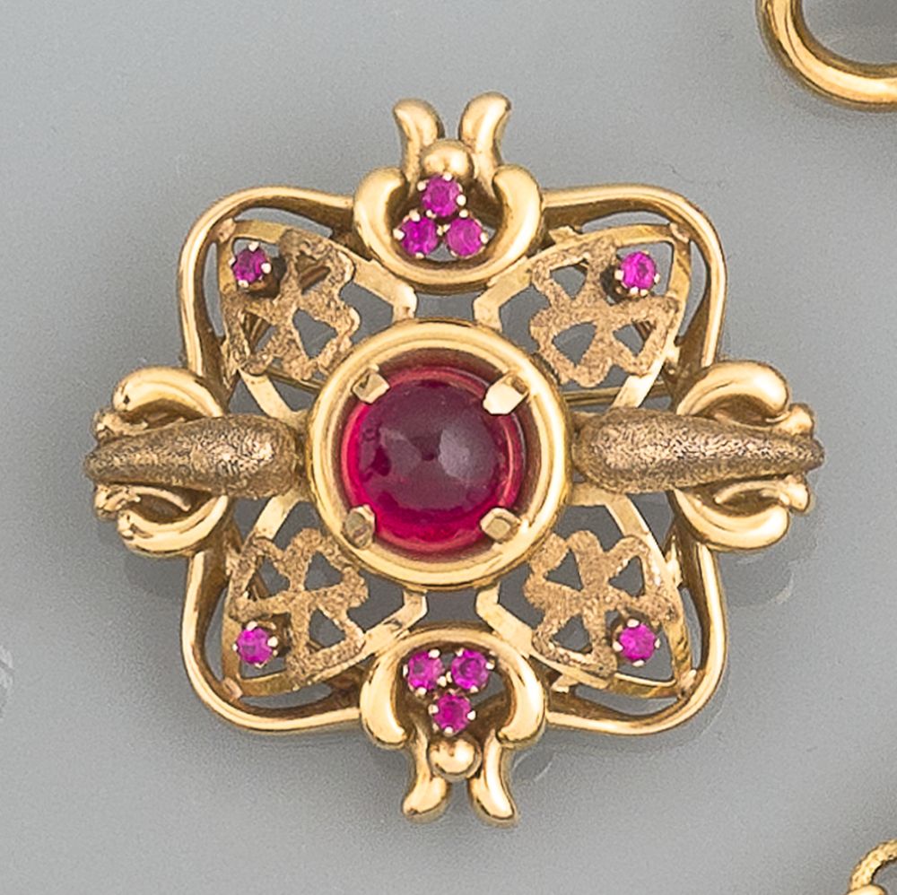 Broche Pendentif Ancienne Années 50 - Perle Et Cabochon émaillé - Occasion