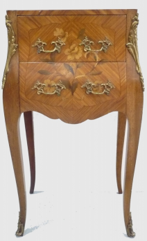 Chevet en bois de rose estampillé MARQUANT XXe + lampe Opaline 2