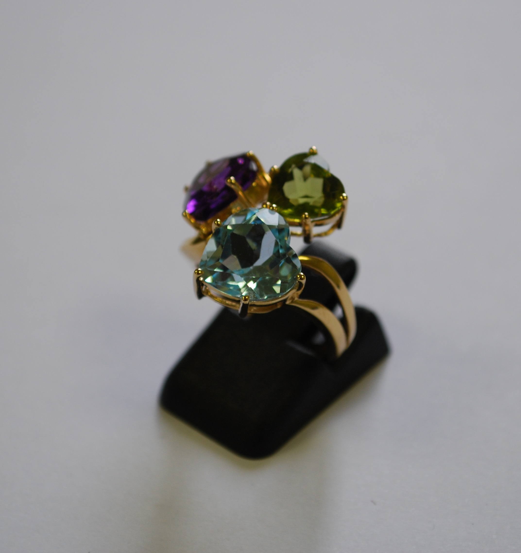 Bague En Argent Fin Avec Péridot (17x12mm) Et Améthystes Latérales - Taille 53 - Neuf Avec étiquette