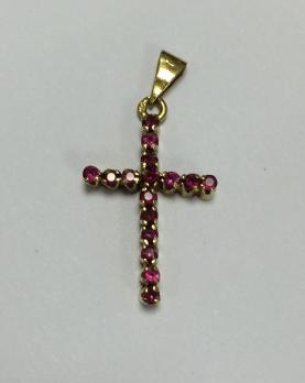 PENDENTIF CROIX en or et rubis 2
