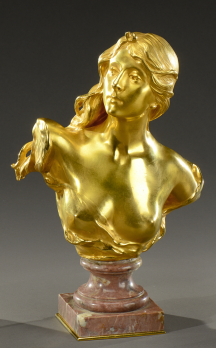 Paul GASQ (1860-1944) - Buste de femme, c. 1900, Bronze doré 2