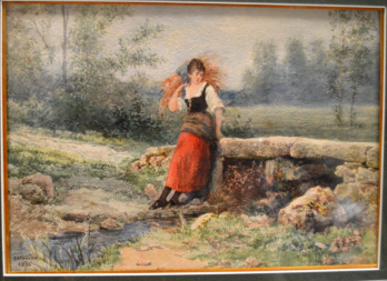 Charles Jean Auguste ESCUDIER (1848-?) - Paysanne, Aquarelle signée 2