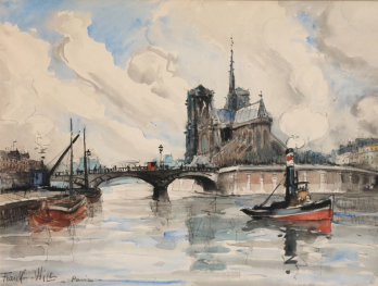 Frank WILL (1900-1951) - Vue de notre dame, Aquarelle signée 2