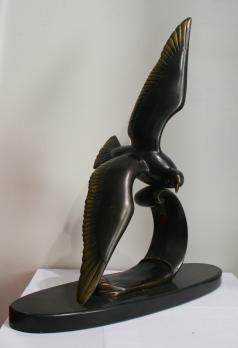 M.LEDUCQ (XXe) - Cormoran effleurant la vague, Bronze signé 2