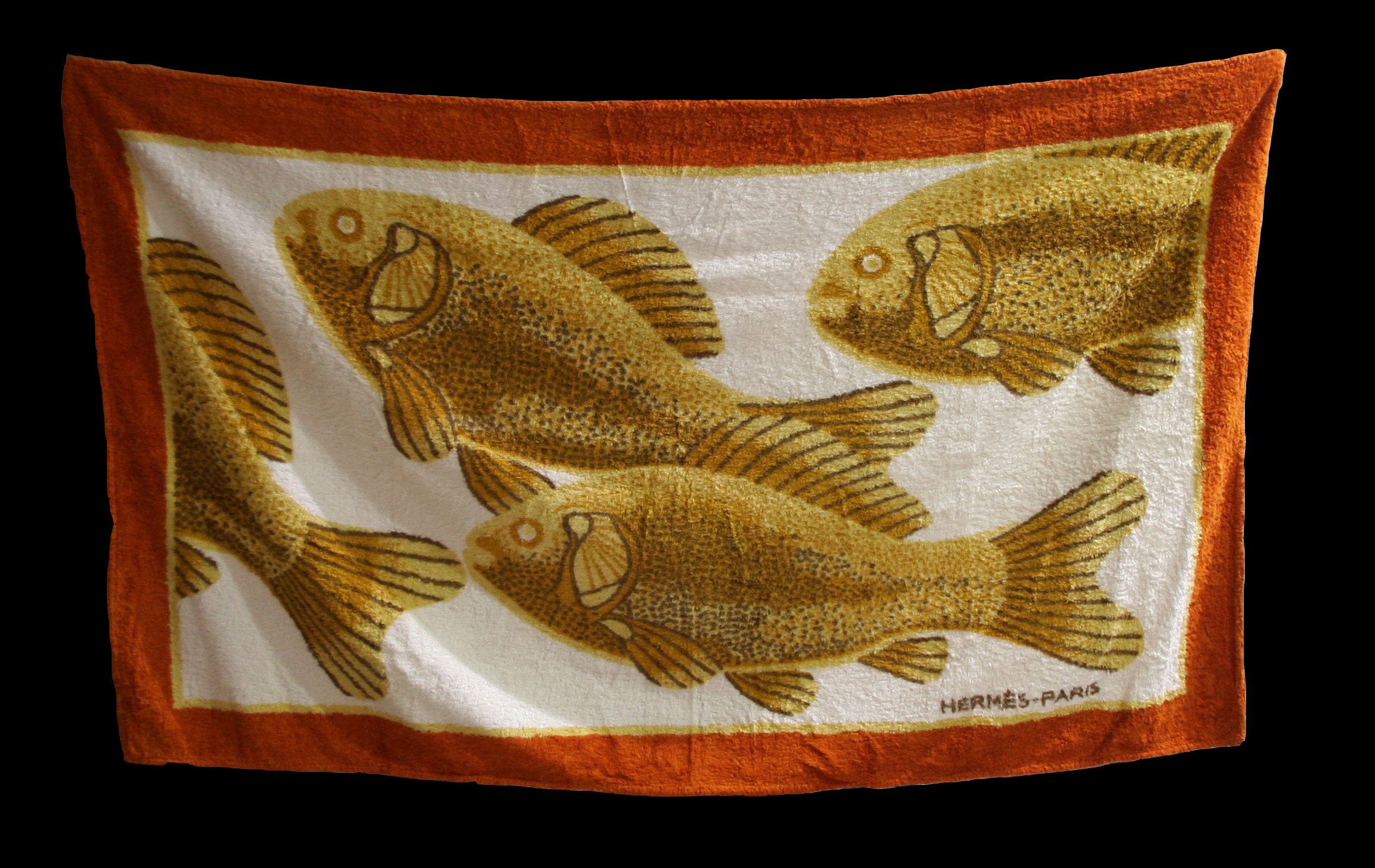 Hermès Paris Serviette De Plage à Décor De Poissons