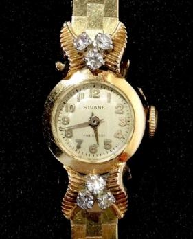 Montre de dame en or jaune et brillants de marque SIVANE, années 40 2