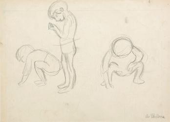 Auguste CHABAUD (1882-1955)  - Jeux d’enfants (période Fauve), Dessin au crayon 2