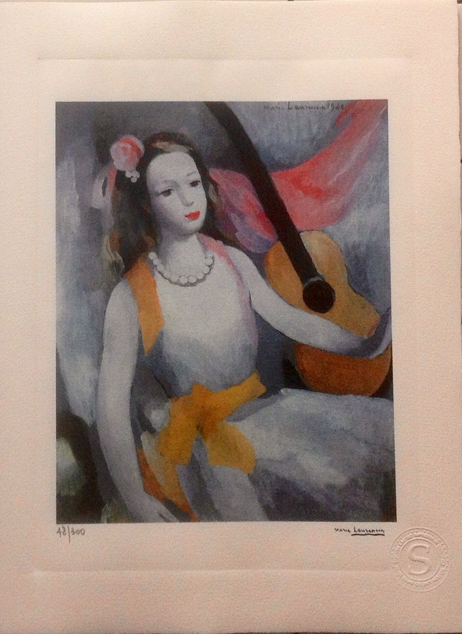 Marie Laurencin、FEMME A GUITARE Marie Laurencin, Femme a la Guitare, 1936 Etching with Aquatint