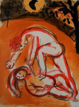 Marc CHAGALL - Caïn et Abel, lithographie en couleurs 2