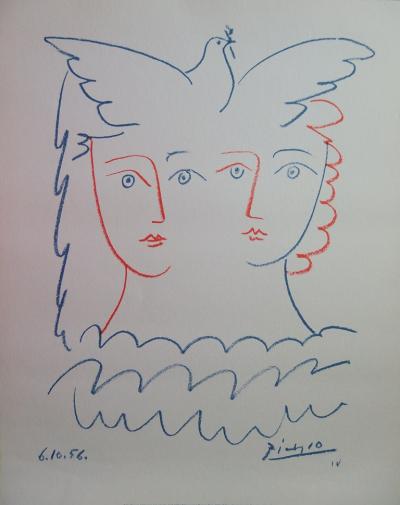Pablo PICASSO : Couple à la colombe - Lithographie signée