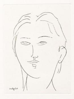 Amedeo MODIGLIANI (d’après) - Visage d’homme, Gravure à la pointe sèche 2