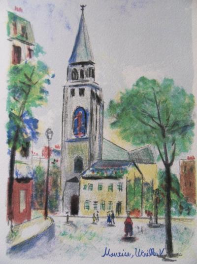 Maurice UTRILLO - Saint Germain des Prés, Lithographie originale 2