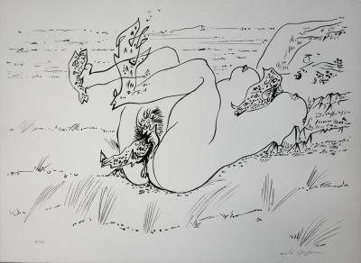 André MASSON - Paysage érotique, Lithographie originale signée 2