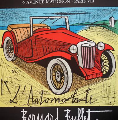 Bernard BUFFET - L’automobile MG 1937, Lithographie originale signée 2