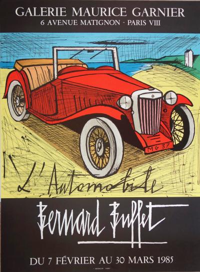 Bernard BUFFET - L’automobile MG 1937, Lithographie originale signée 2