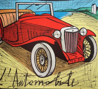 Bernard BUFFET - L’automobile MG 1937, Lithographie originale signée 2