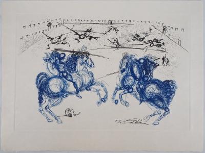 Salvador DALI - Les cavaliers bleus - Gravure signée