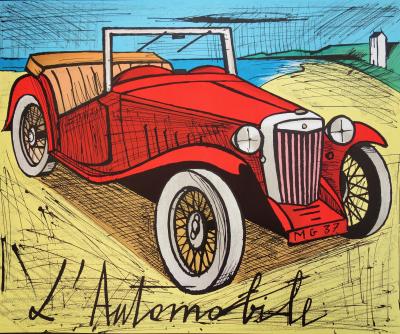 Bernard BUFFET - L’automobile MG 1937, Lithographie originale signée 2