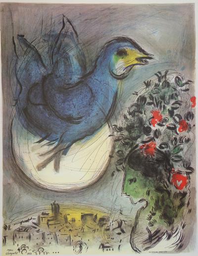 Marc CHAGALL (d’après) - Colombe bleue, 1968 - Affiche d’époque 2