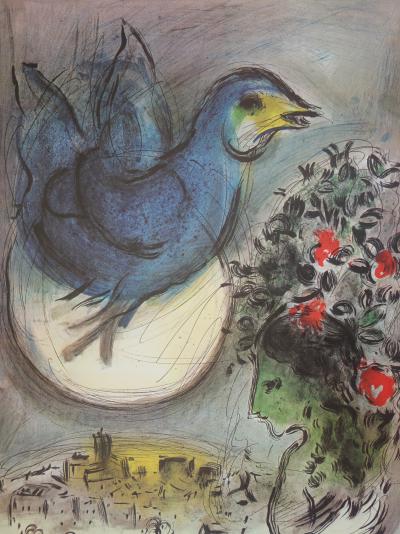 Marc CHAGALL (d’après) - Colombe bleue, 1968 - Affiche d’époque 2