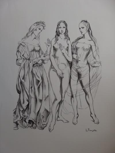Tsuguharu FOUJITA - La jeunesse, les trois grâces, Lithographie signée 2