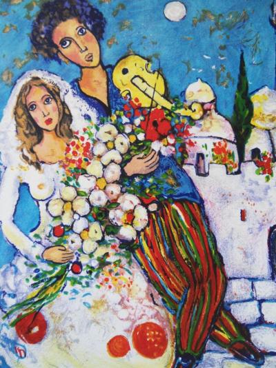 Raya SORKINE - Marriage in front of the synagogue - Lithograph signed in pencil 2