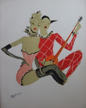 Jean-Gabriel DOMERGUE - Arlequine, Lithographie originale signée 2