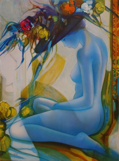 Jean-Baptiste VALADIE - Chapeau aux fleurs jaunes - Lithographie originale signée 2