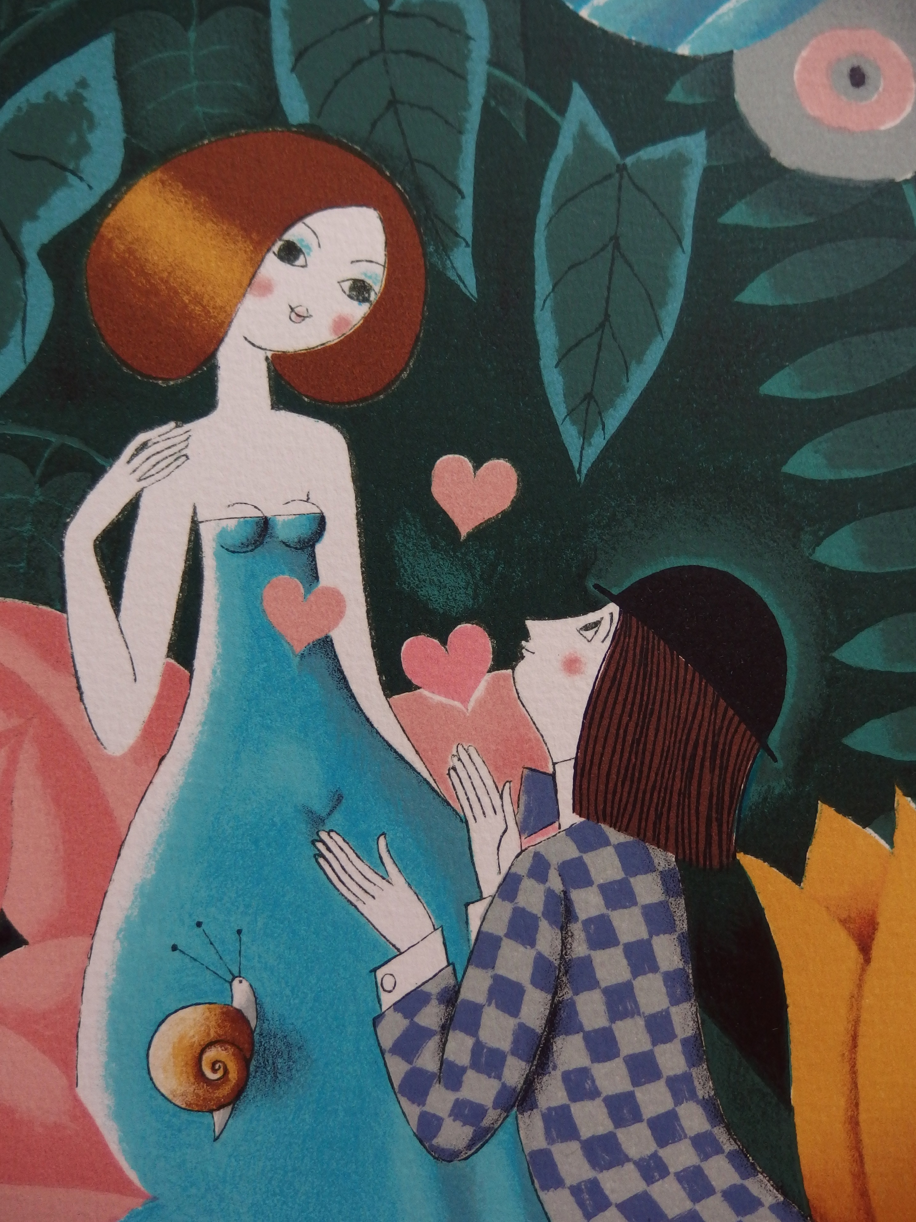 Raymond Les Amoureux au papillon, Lithographie originale, signée Art Moderne Plazzart Raymond Les Amoureux au papillon, Lithographie originale, signée Art Moderne Plazzart