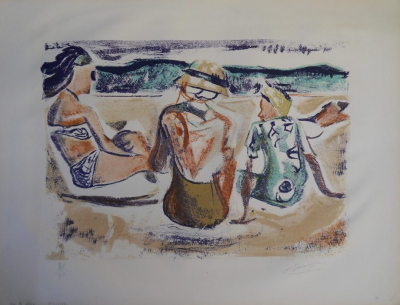 Francois DESNOYER - Scène de plage, Lithographie Signée 2