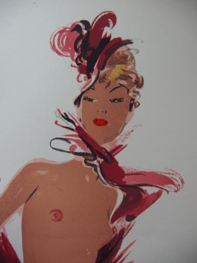 Jean-Gabriel DOMERGUE - Élégante en rouge, Lithographie 2