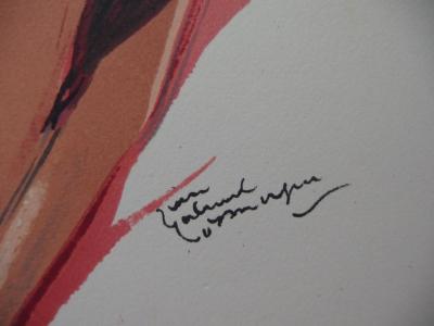 Jean-Gabriel DOMERGUE - Élégante en rouge, Lithographie 2